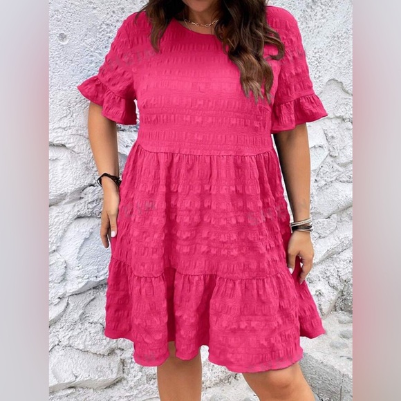 SHEIN LUNE Plus Size Bell Sleeve Smock Dress Hot Pick Size 4XL - Picture 3 of 10